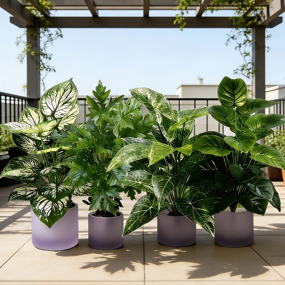 Fiddle Leaf Fig - ต้นไม้ประดิษฐ์ 4 ชิ้น พร้อมใบ 48 ใบ