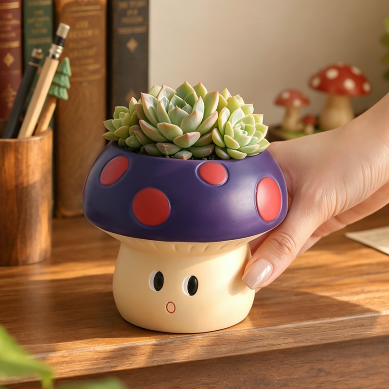 กระถางต้นไม้เรซินรูปเห็ดการ์ตู - Snake Plant Ceramic บทวิจารณ์และราคา